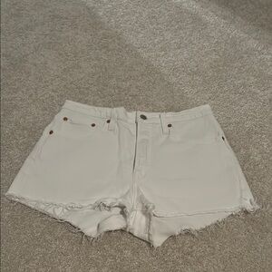 Levi's White Jean Shorts Distressed High-Waisted